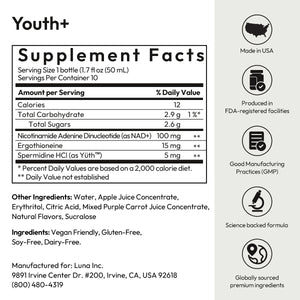 Youth+ supplement facts panel